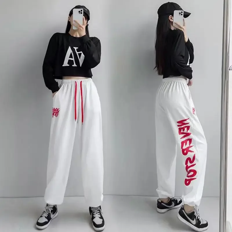 

Y2k Hip Hop American High Street Jazz Pants Women Hipster Drawstring Loose Harajuku Vintage Trousers Streetwear Korean Fash Kpop