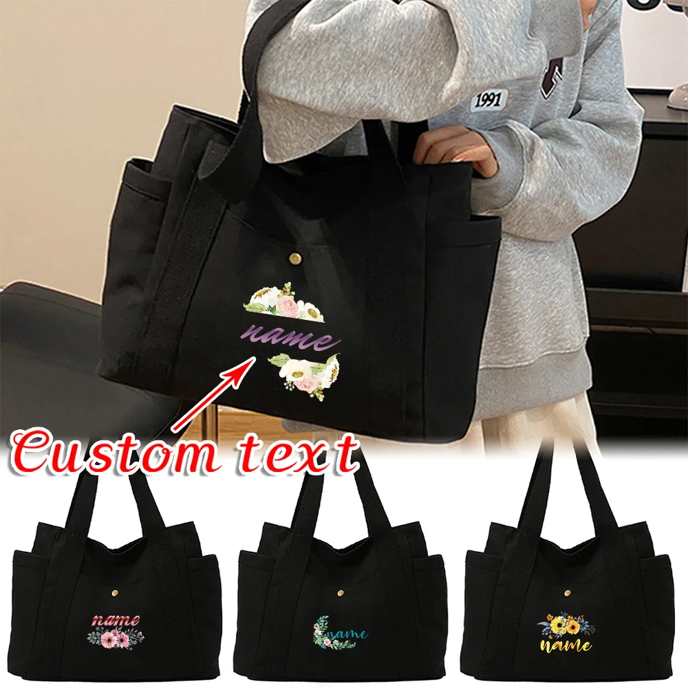 Personalized Customized Name Canvas Bag Eco-friendly Shopping Pack New Washable Canvas Bags Commuting Phone Bags