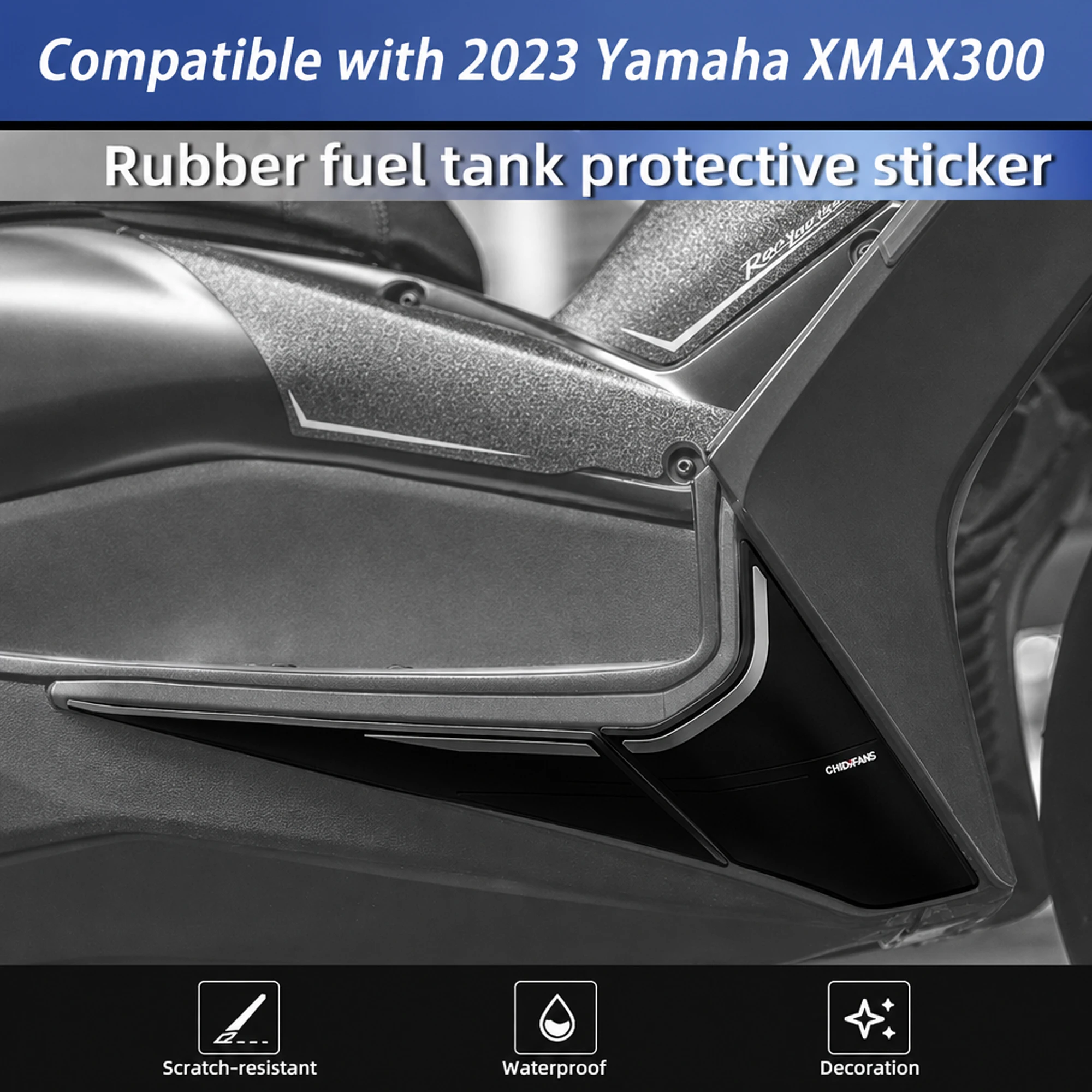 Motorcycle Thickened Rubber Fuel Tank Pad Anti‑Scratch Body Protective Sticker Compatible With 2023 Yamaha XMAX300 Anti‑Slip Dec