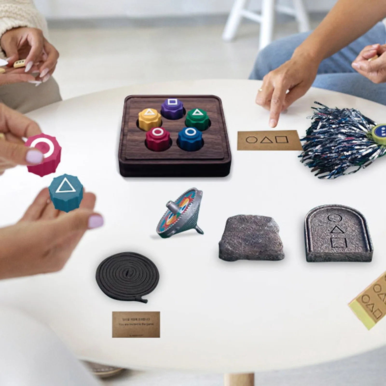 Korean Traditional Play Game 5PCS Gonggi Jack Stone Pebbles Set Round Case Play Party Game Desktop Squid Game Korean Folk Games