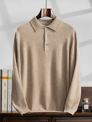 Choice-Jersey de Polo de Cachemira para hombre, prendas de punto de Cachemira, suéter informal inteligente, Tops básicos de alta calidad, otoño e invierno, 100%