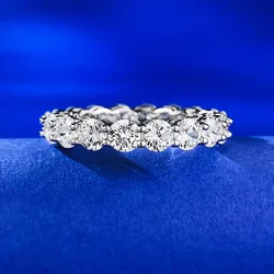Eternity Lovers 4mm Lab Diamond Ring 925 Sterling Silver Wedding Band Rings for Women Men Engagement Promise Party Jewelry