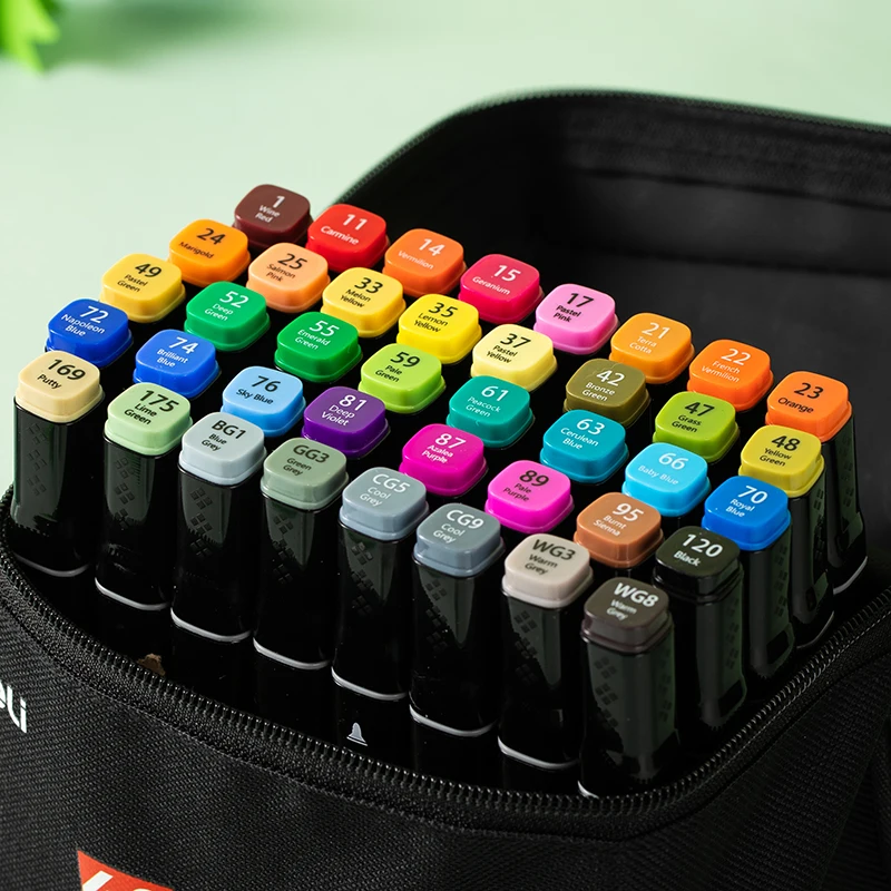 Deli 30 Colors Colored Markers Pen Set Sketch Marker Set Permanent Double Pointed Markers Drawing Art Supply Gift for Kids