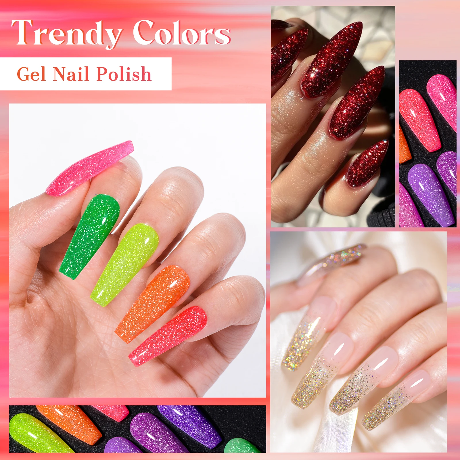 8/12 قطعة بريق هلام مجموعة طلاء الأظافر تألق بريق شبه دائم نقع قبالة الأشعة فوق البنفسجية هلام الورنيش مانيكير مع صندوق DIY بها بنفسك مستلزمات الأظافر #5