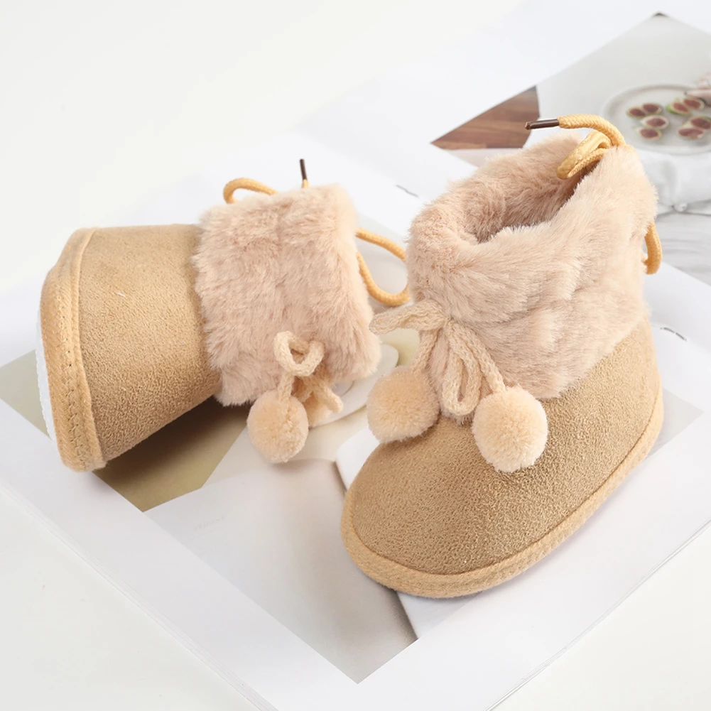 

Winter Snow Baby Furry Boots Newborn Warm Booties Soft Sole First Walkers Shoes for Girls Boys Infant Shoes Toddler 0-18Months