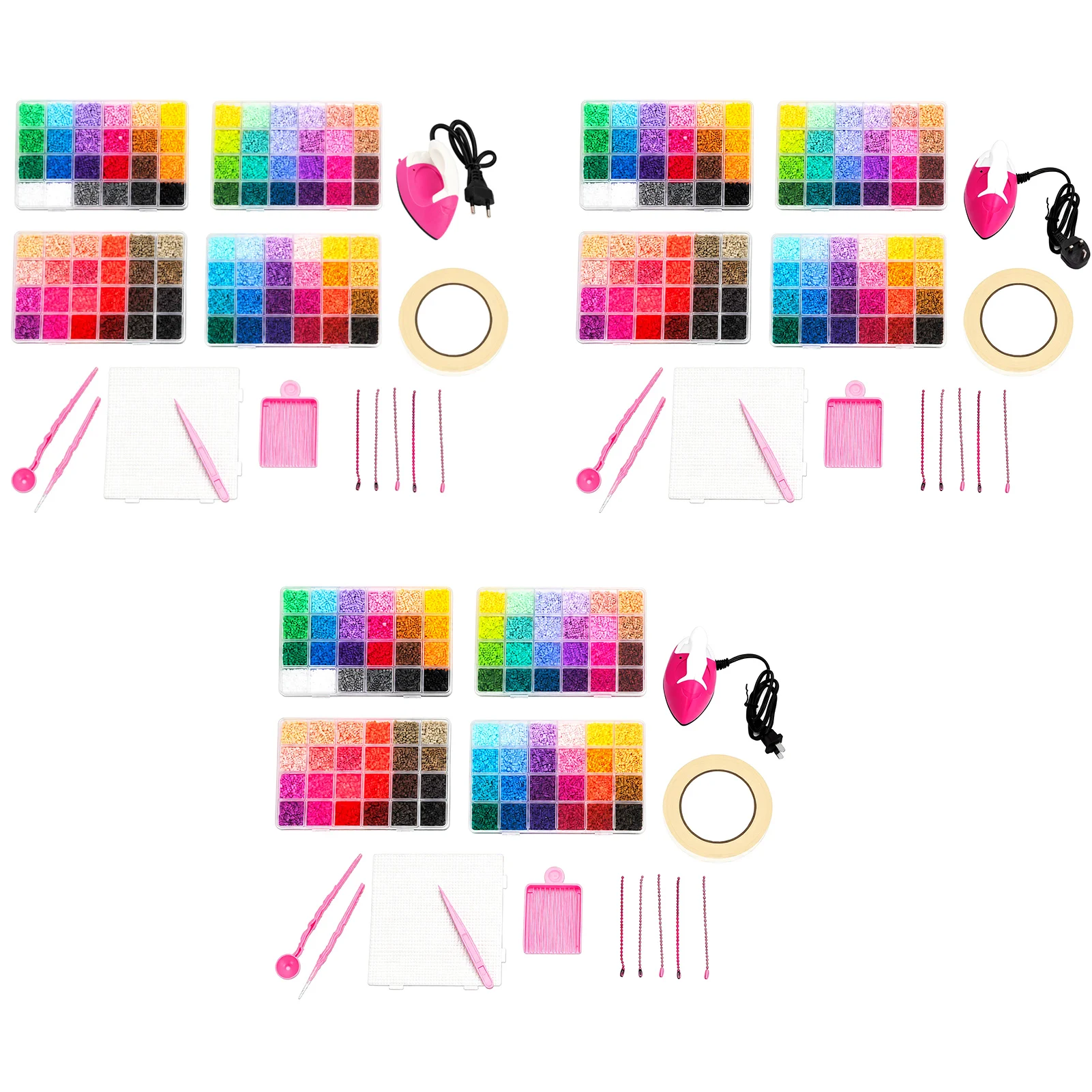 Beads Kit 96 Colors  Beads Set 2.6mm Melty Beads with 4 Pegboards Tweezers Ironing Paper Mini Iron Keychains Design  for DIY
