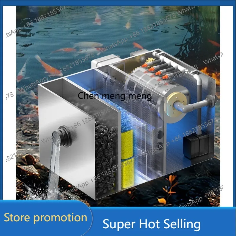 

Stainless steel fish pond filter water circulation system silent backwash drum micro filter A61