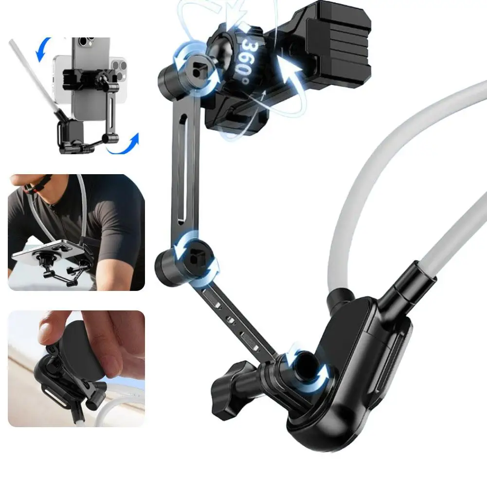 목에 거는 휴대폰 홀더 휴대용 핸즈프리 유연한 휴대폰 홀더 자석 또는 클립 버전 1인칭 시점 촬영