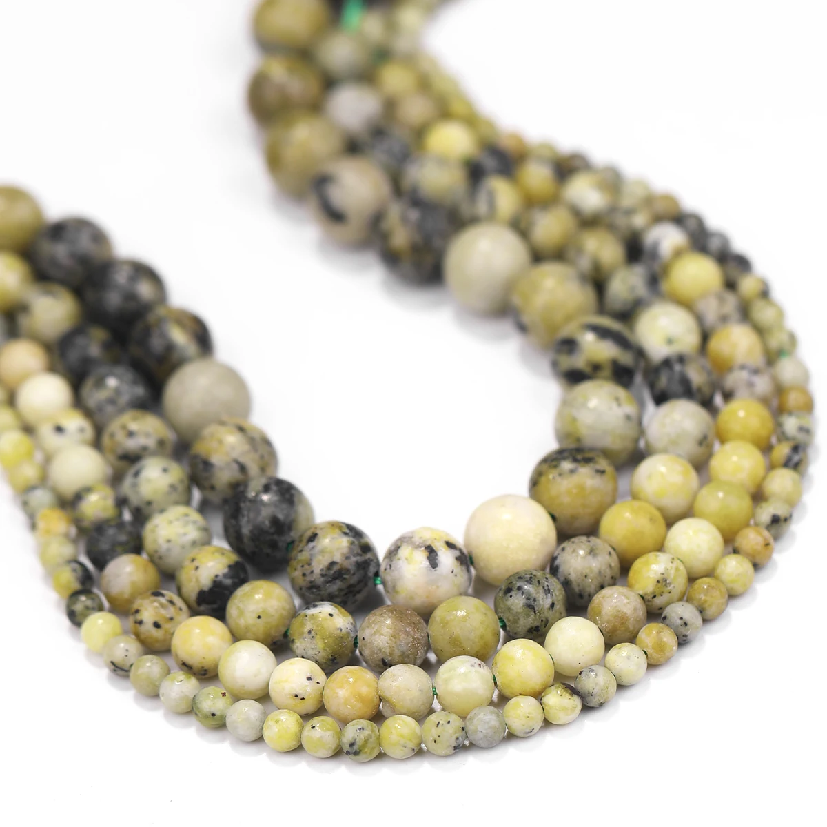 4/6/8/10mm Gras Gelb Stein Perlen Natürliche Matt Poliert Lose Runde Perlen Für Schmuck Machen DIY Armband Zubehör