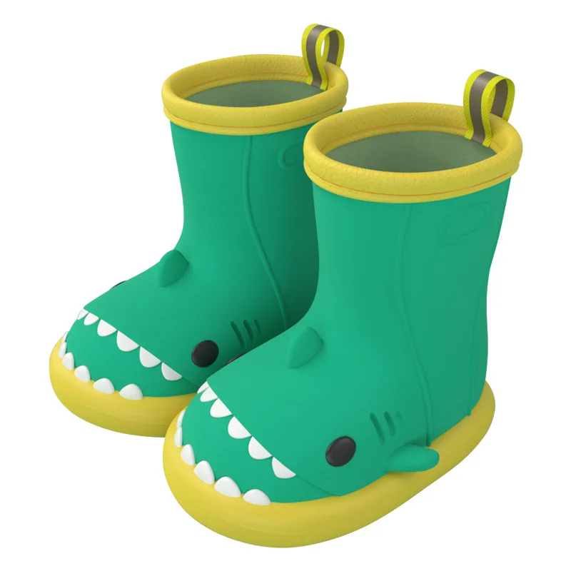 Children Baby Rain Boots Waterproof Rainshoes Cartoon Shark Todller Kids Shoes Boys Girls Water Shoes Soft Sole Anti-Slip