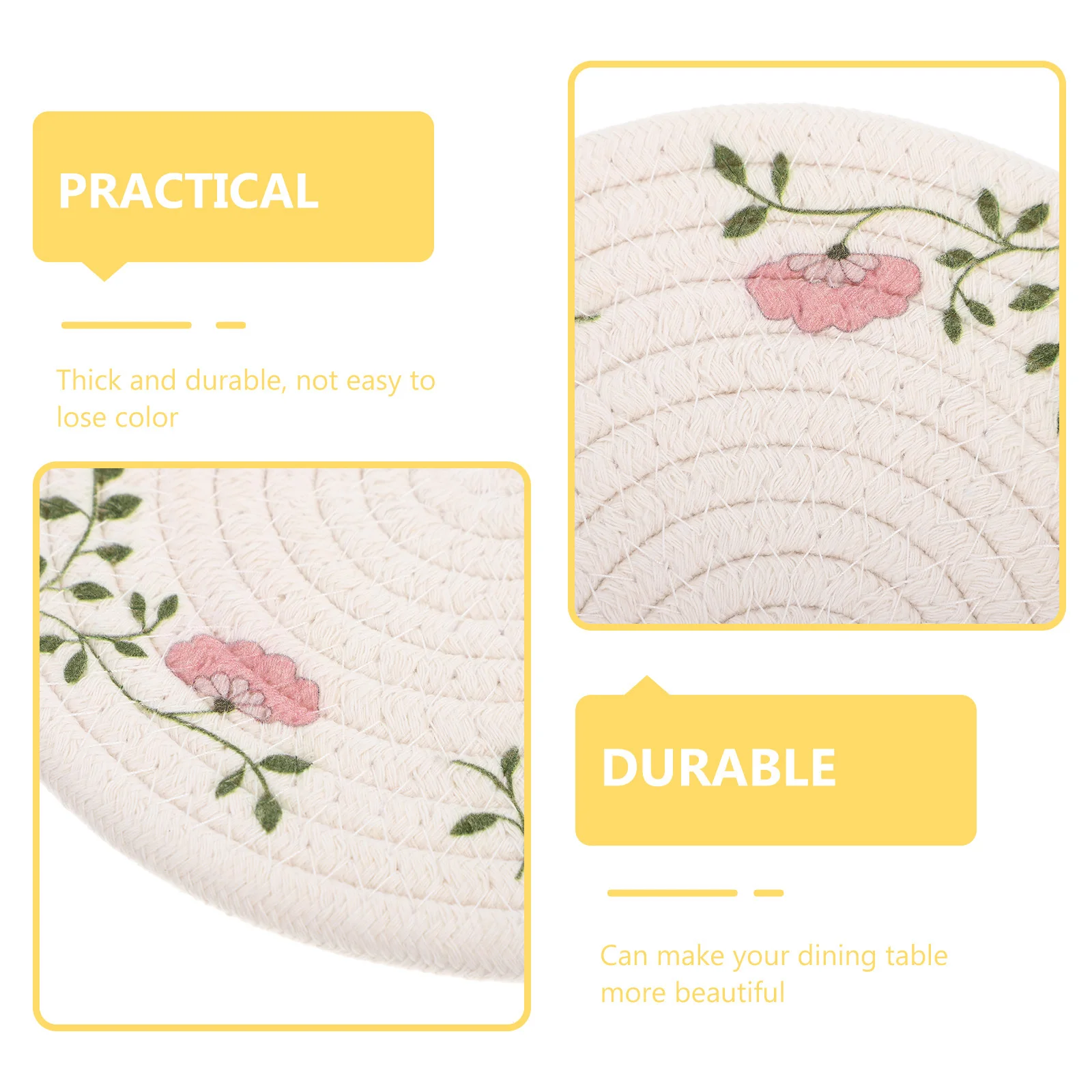 

2 шт., термостойкие салфетки с цветочным узором, декоративные изоляционные коврики для обеденного стола, круглые коврики, круглые коврики для горшков