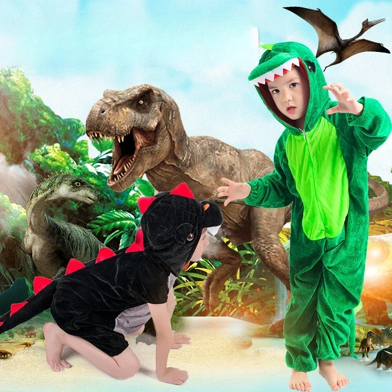 Cute Kids Animal Dinosaur Kugurumi Costume Cosplay Boys Child Green Black Kindergarten School Party Student Game Role Play Suit