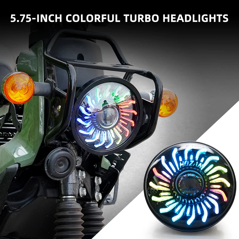 

5.75-inch latest motorcycle cool RGB lighting, mobile phone can install APP to adjust light color, waterproof DOT certification
