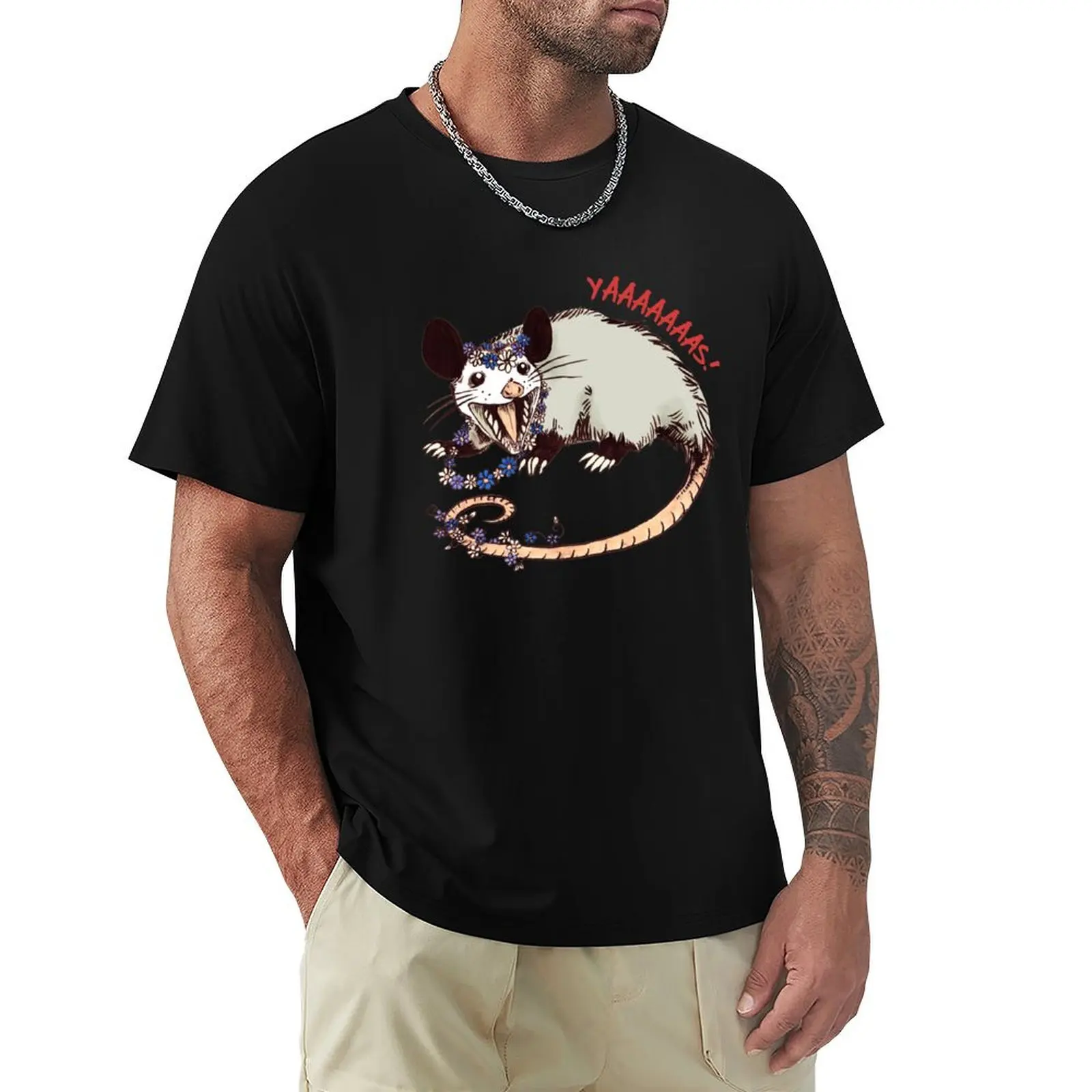Daisy Chain Opossum Possum Yaaaas! T-Shirt Utility Casual Work T-Shirt