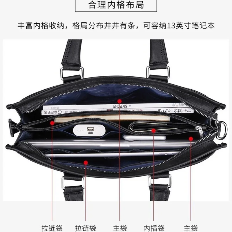 Męska luksusowa torba biznesowa na laptopa, skórzana torba crossbody, markowa torba męska, torba męska z prawdziwej skóry, aktówka, torba kurierska.