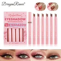 Two-Color Eyeshadow Stick Six-Pack Set Box, Highlighter Eyeshadow Pen, One-Swipe Application, Waterproof, Long-Lasting, Fine and Non-Smudging Eyeshadow Pen