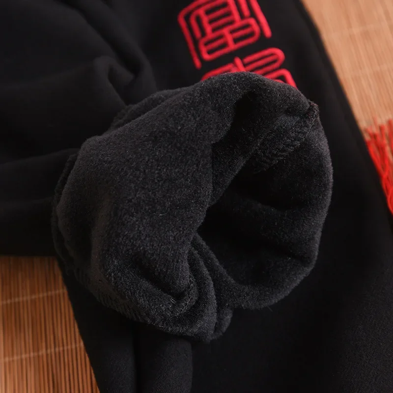 Traje Tang para chico, pantalones superiores gruesos de estilo chino, bordado de doble pez para niños y niñas, traje tradicional Oriental de Año Nuevo auspicioso