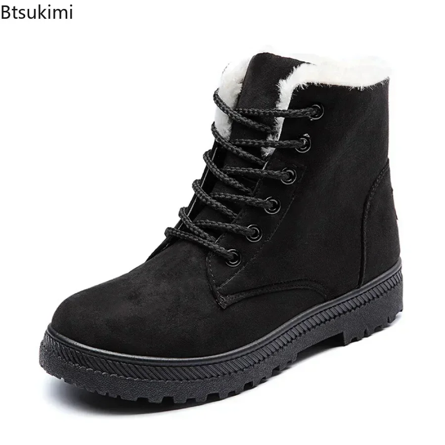 2024 Women's Winter Warm Snow Boots Shoes Casual Ankle Boots Female Light Weight Winter Low Heels Lace Up Boots for Women Shoes