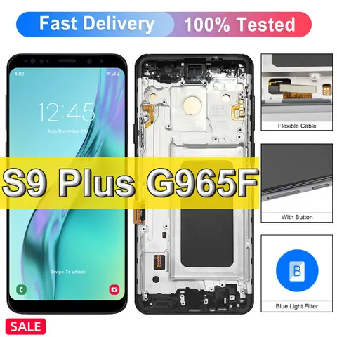 S9 Plus Display Screen, For Samsung S9 Plus LCD Display G965 G965F LCD with Frame Touch Screen Digitizer Assembly Replacement