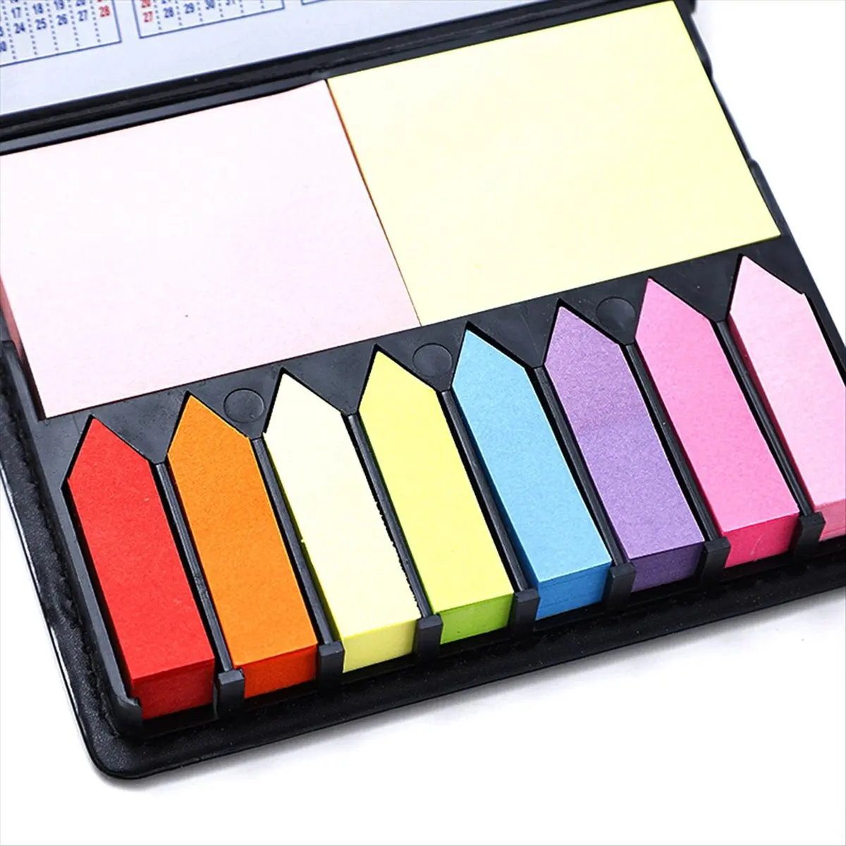 MALL 2PCS Sticky Notes Tabs for Page Markers, Memo Pad with Calendar and Leather Cover, Desk Note Pad