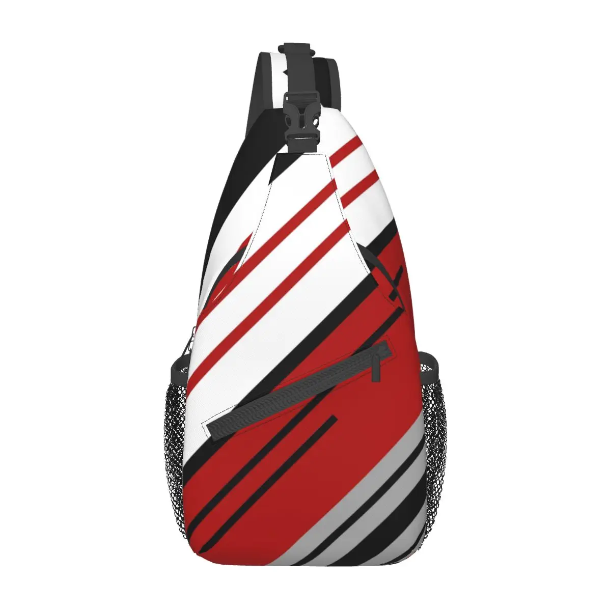 Diagonal Stripes Red Abstract Small Sling Bag Chest Crossbody Shoulder Sling Backpack Outdoor Sports Daypacks Geometric Pattern