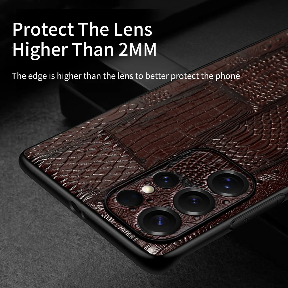 LANGSIDI Lederen Retro Telefoon Case Voor Samsung Galaxy S25 S25 S23 S24 Ultra S24 Plus S24 Ultra S25 Ultra Luxe achterkant