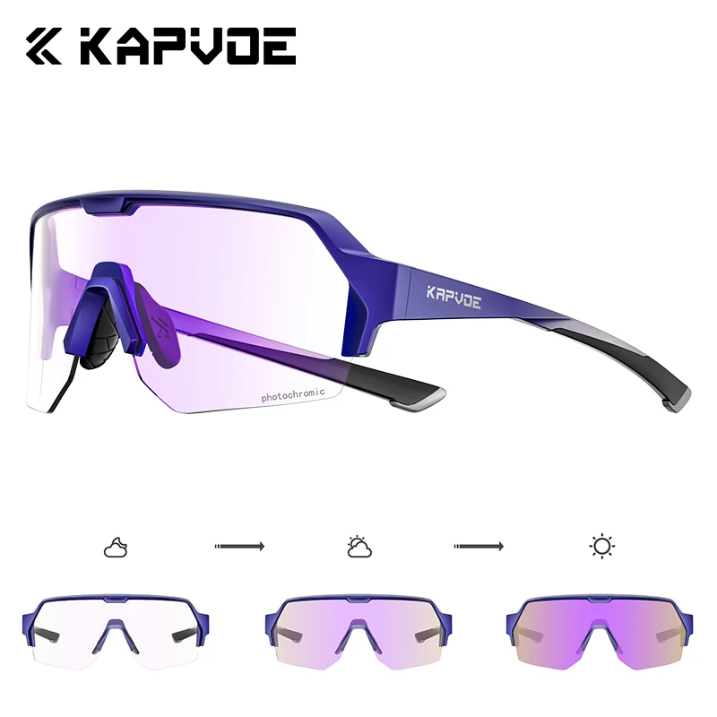 KAPVOE Neue Photochrome Sportbrille Nachtreitausrüstung MTB Fahrrad Racing UV400 Fahrradbrille Outdoor Camping Maske 4