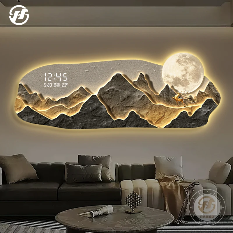 Light Luxury Elegance with a Solid Backing: Electronic Digital Display Wall Clock for Living Room Sofa Accent Wall Decor Bedroom