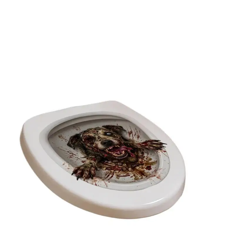 Halloween Horror Zombie Dog Toilet Stickers Waterproof Self-Adhesive Removable 3D Decal for Bathroom Beach Floor Home Decor