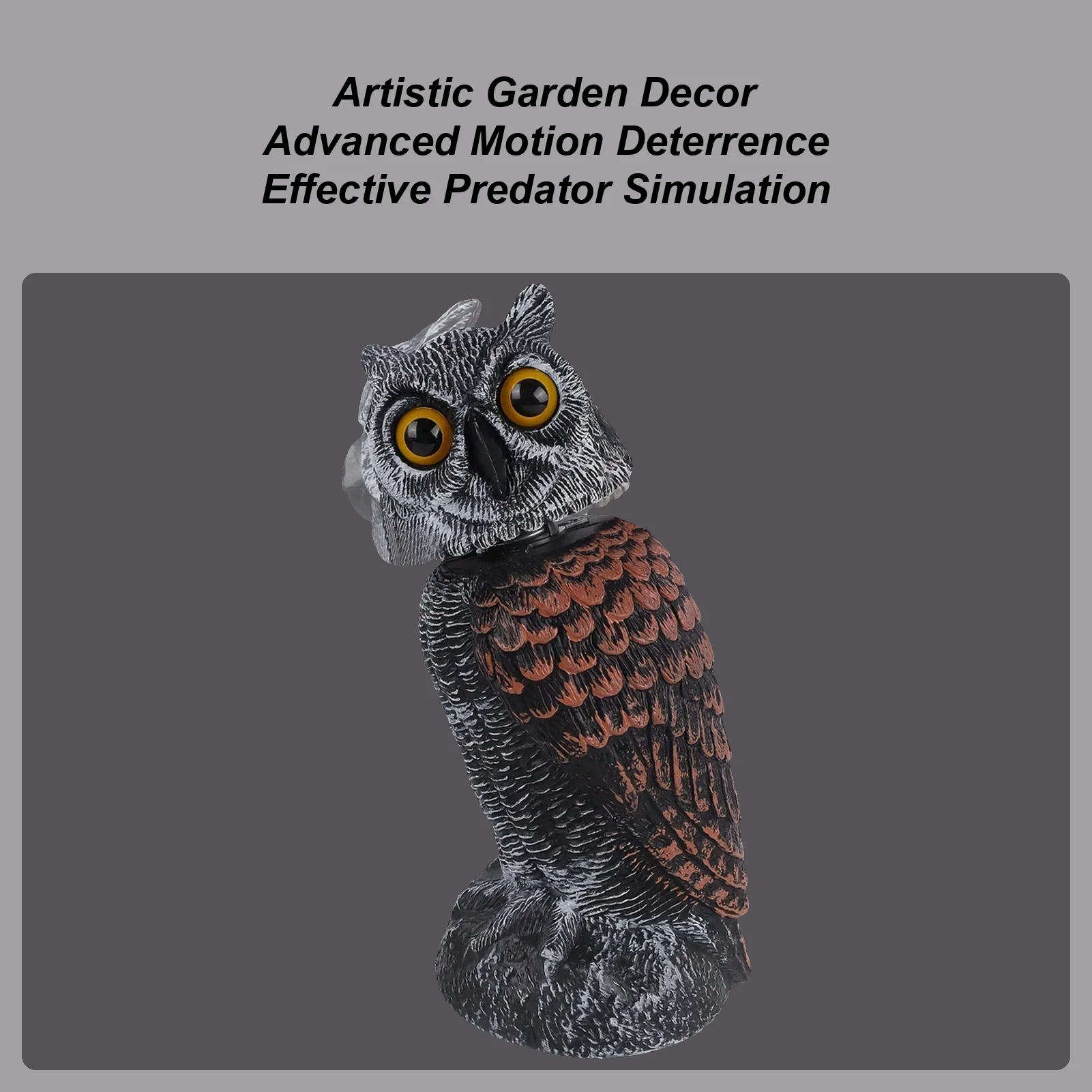 Owl Decoys To Scare Birds Away Resin Owl To Scare Birds Away 360-Degree Rotating Head Weatherproof Scarecrows Sculpture For