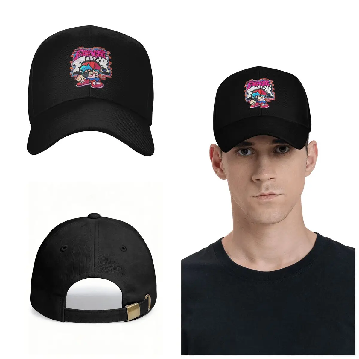 BoyFriend FNF. Brick Wall Cap Fashion Casual Baseball Caps Adjustable Hat Unisex Baseball Hats Customizable Polychromatic