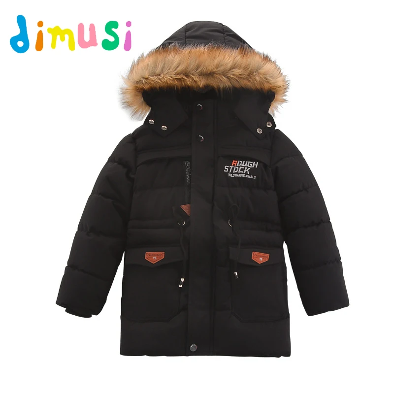 Winter Kids Jacket Outdoor Casual Plus Fleece Thickened Boy's Medium Long Cotton Padded Coat Fashion Warm Coat Kids Clothing