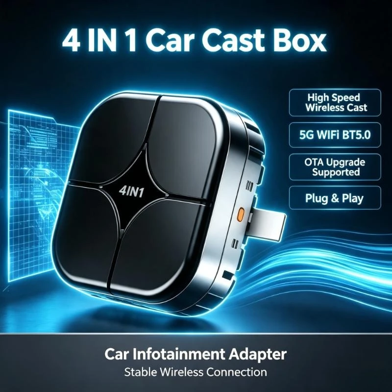 Dual Wireless Module Cast Device Achieves Seamless Airplay Miracast Link For Highway Driving Entertainment Media Playback