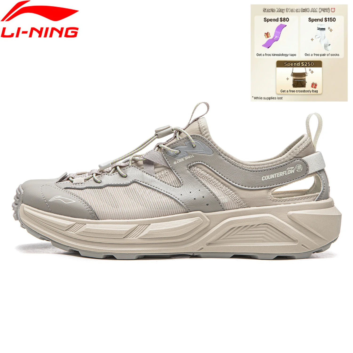 

Li-Ning Unisex WUI COBBLES Outdoor Sandals Breathable Shock Absorption Lightweight Stable LiNing Leisure Sandals AGHW003