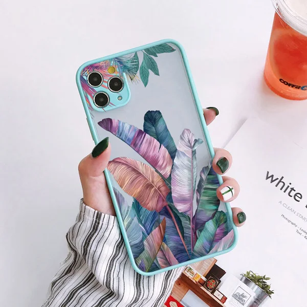 Palmblätter Pflanzen Blumen Handyhülle für iPhone X XR XS 17 15 11 12 13 14 Pro Max 16 15 14 Plus Stoßfeste Rückseite Schutzhülle – Detail 4
