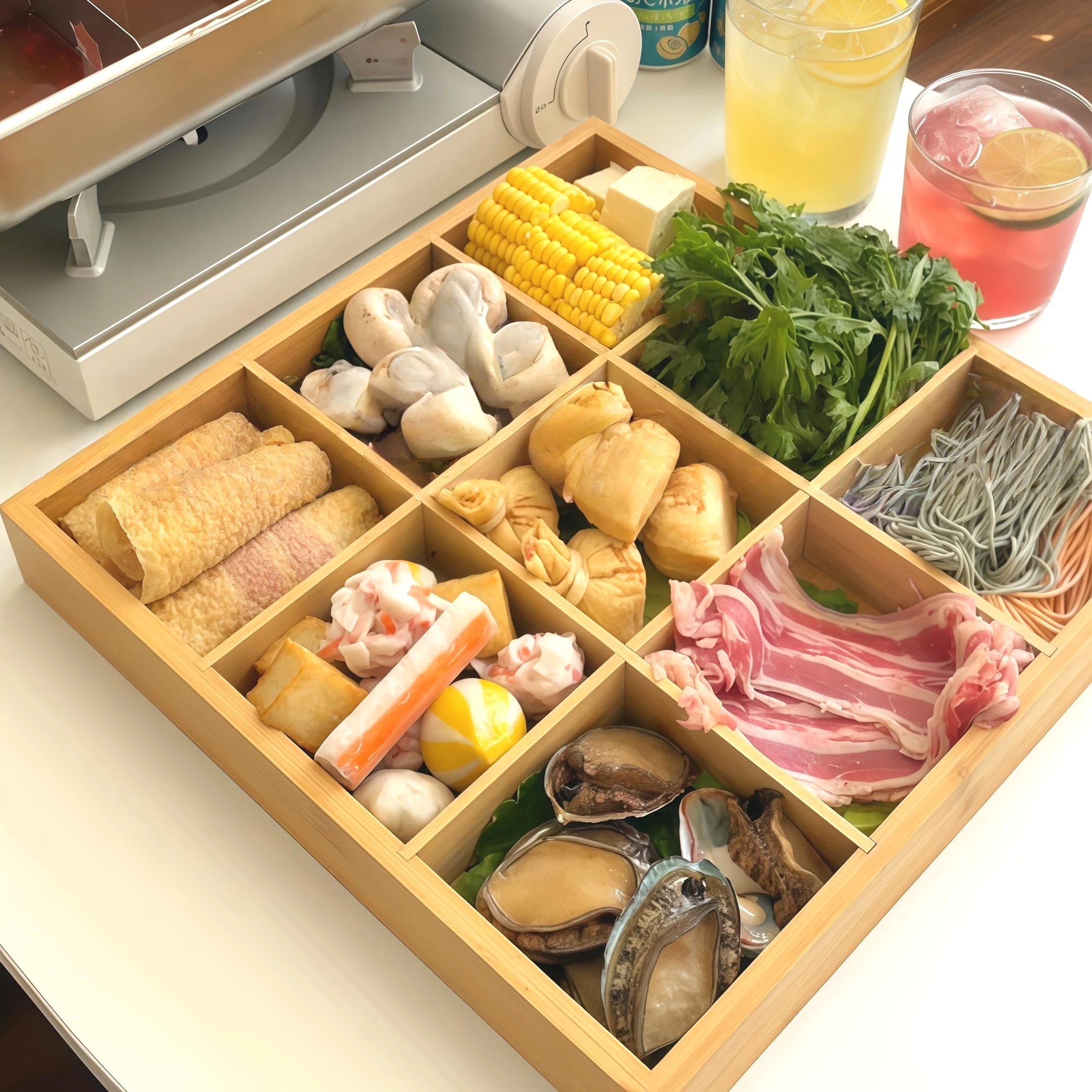 

Large Capaci Wooden Food Tray Divided Plate for Hot Pot Side Dies Home Use Storage Ra Kitchen Organizer Food Carrier