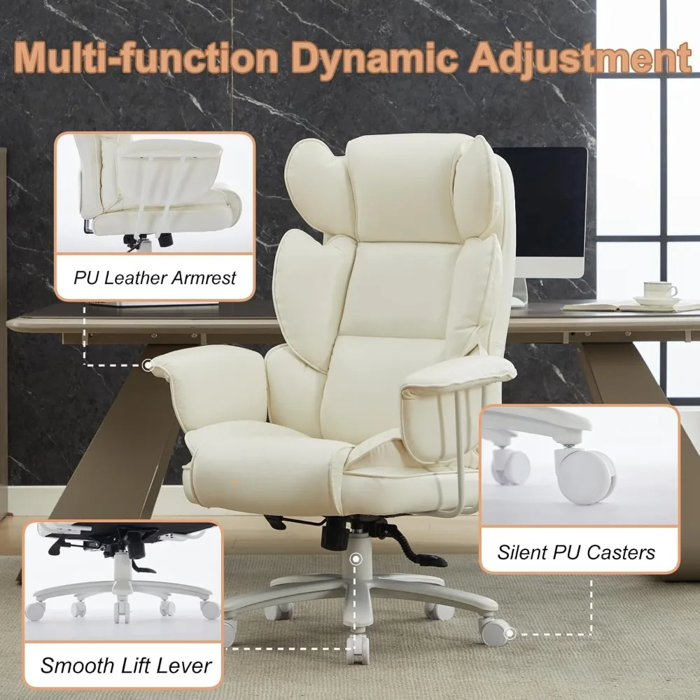 كرسي مكتب كبير وطويل، 500 رطل. مقعد عريض، مريح مع دعم قطني لتخفيف آلام الظهر المنخفض، كرسي مكتب عالي التحمل wi