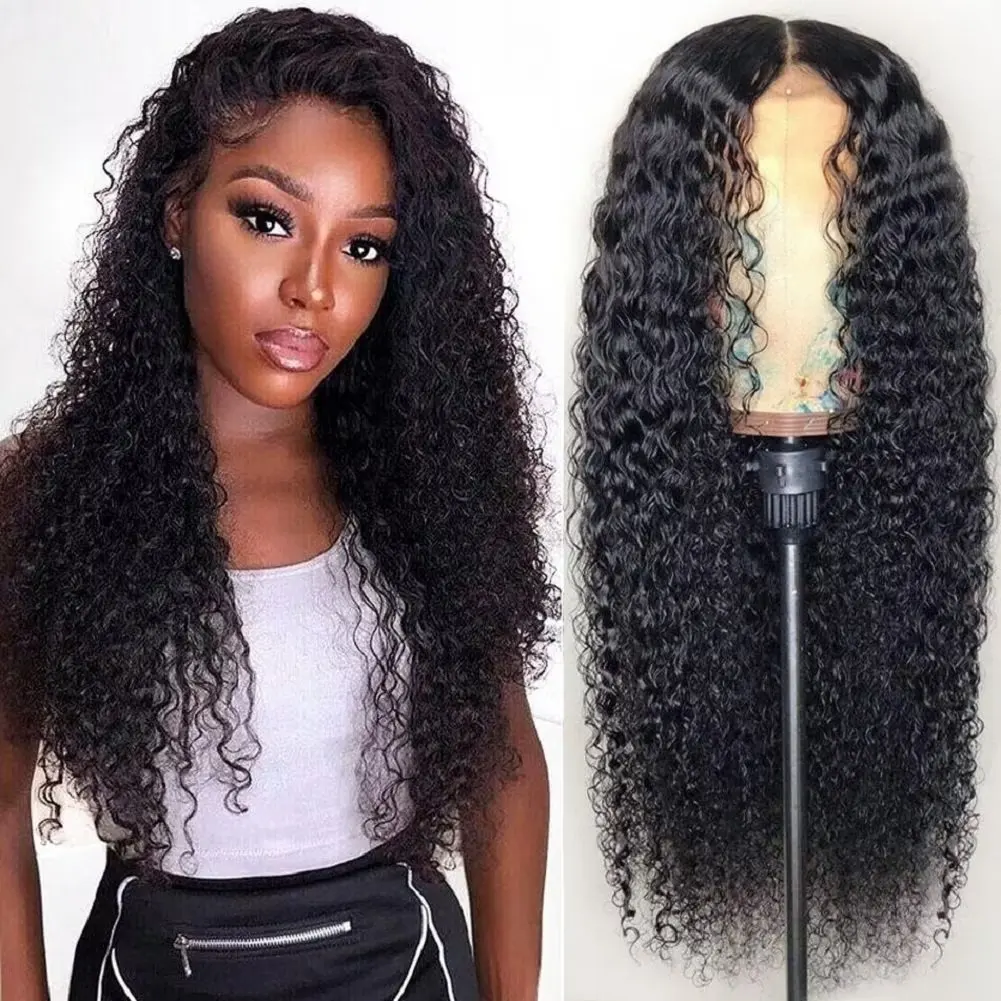 Transparent Kinky Curly Frontal Wig 13x4 Curly Lace Front Human Hair Wigs For Women Wet And Wavy Water Closure Wig Natural Color