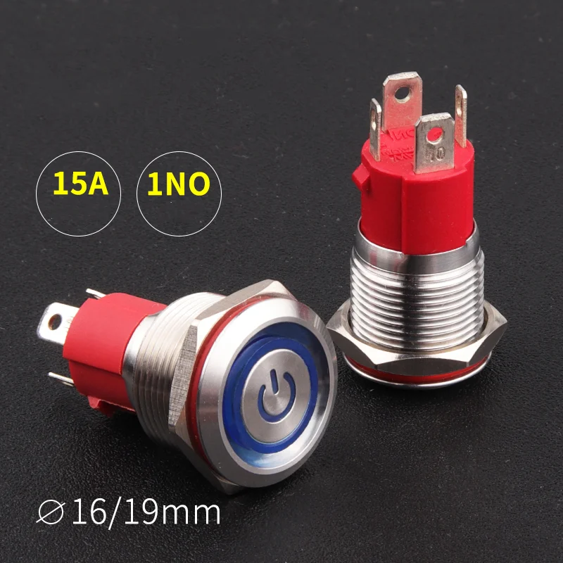 12mm/16mm/19mm/22mm High Current Metal Button Switch Led 3-220v Self-healing Self-locking Button Power Start Switch Waterproof