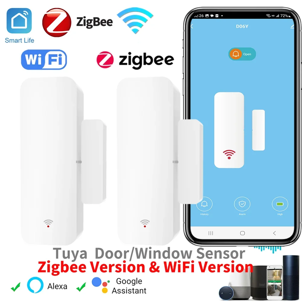 Sensore di contatto del sensore della finestra della porta WiFi Tuya Zigbee per il telecomando dell\'app Smart Home compatibile con Alexa Google