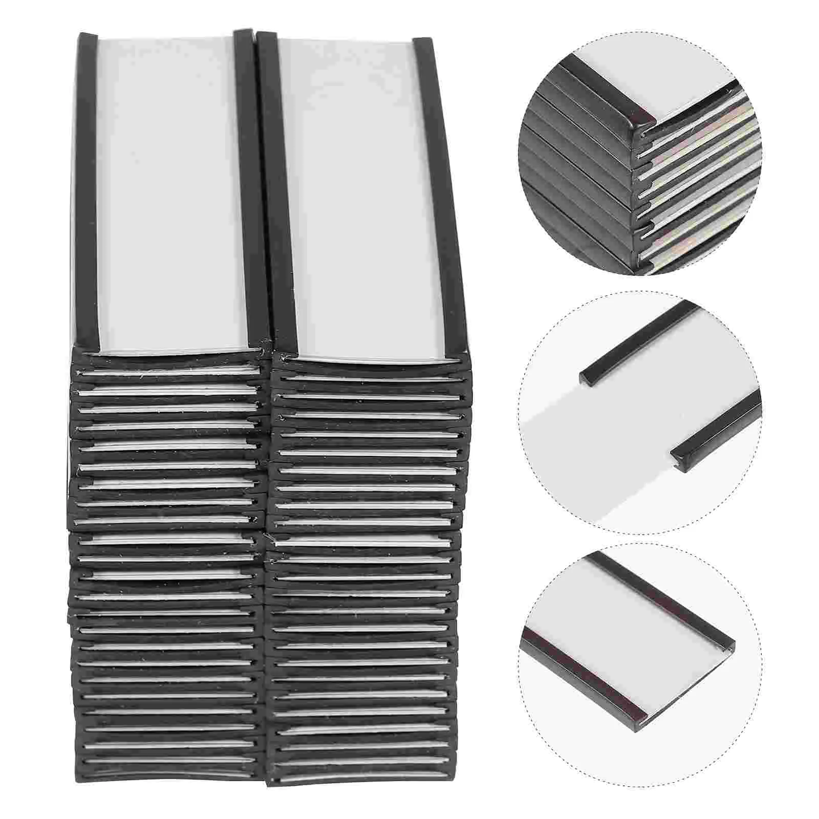 

50 Pcs Label Holder Warehouse Sign Clip-type Clamp Magnetic Cards Refrigerator Shelf Paper Price Display Whiteboard