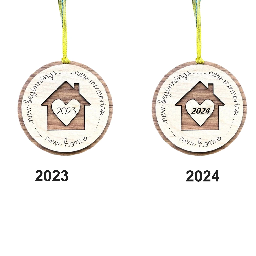 Christmas Ornament Friend 2024 Relatives Round For New House Wooden Owners 2023 Housewarming Gift Couple Women Men Neighbor