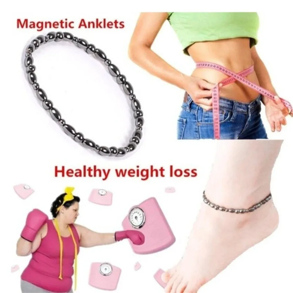 Fashion Personality Magnetic Black Gallstone Beaded Bracelet Anklets for Men Women Energy Health Care Jewelry Accessories Gift