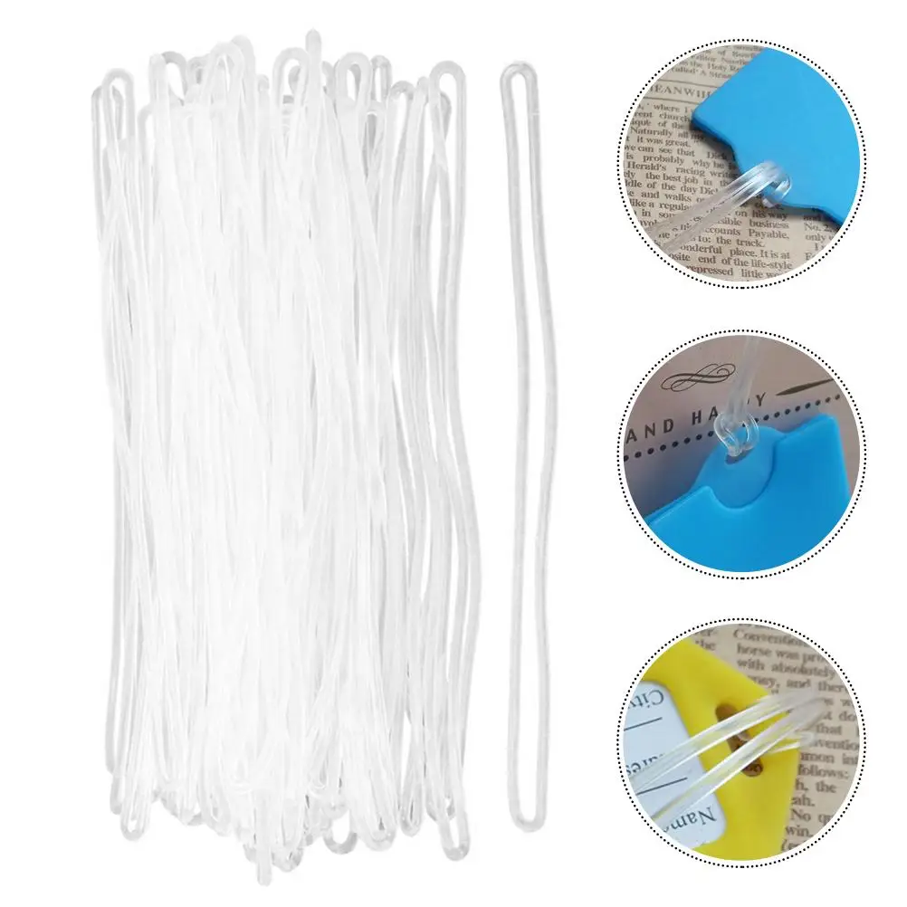100 Pcs Clear PVC Soft Luggage Tag Lanyards Elastic Travel Loops ID Straps Pouch Name Tag Loops Reusable Accessories For Covers