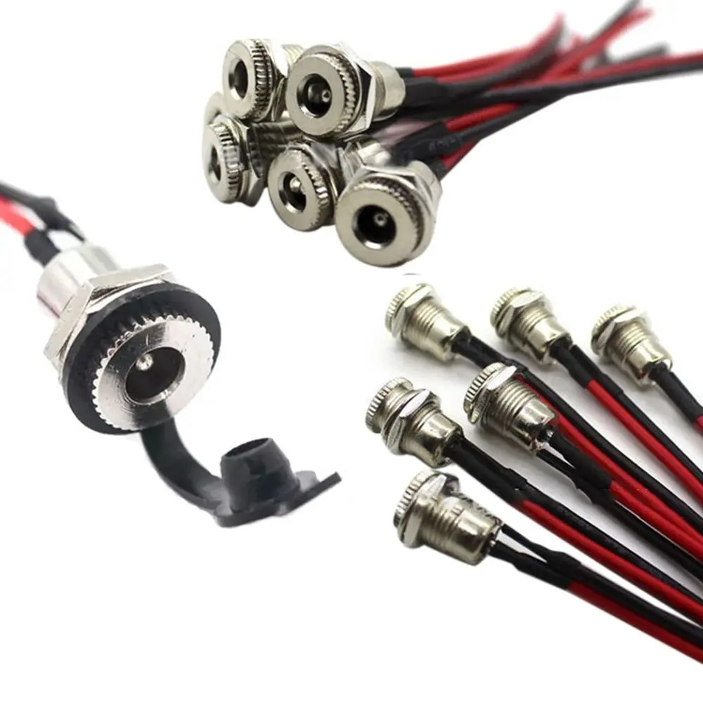 DC Power Male Female Jack With Cable 5.5x2.1mm 5.5X2.5mm Male Female Power Plug Connector High Current DC Power Supply Threaded