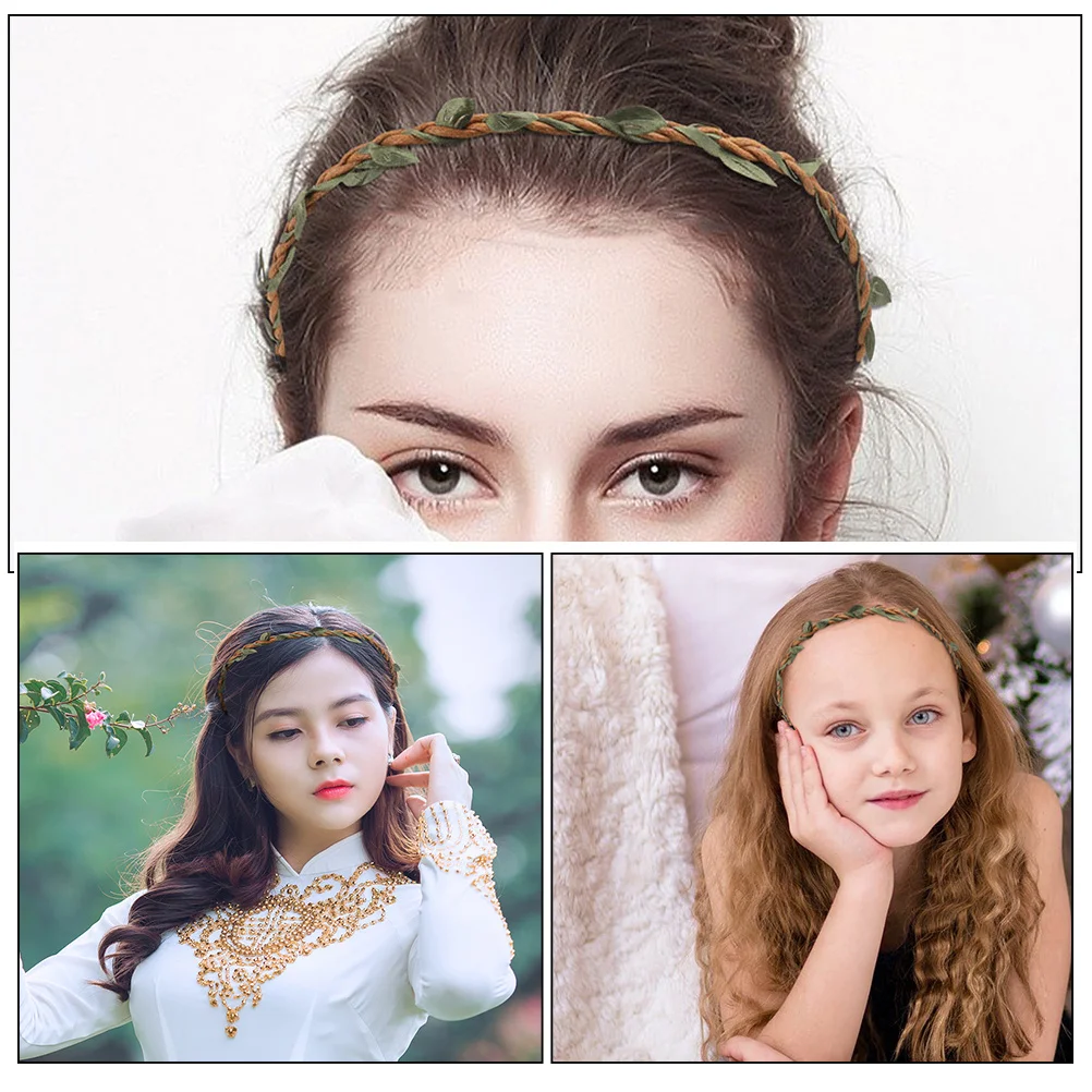 

20Pcs Woven Leaf Headband Hair Wreath Headpiece Party Hair Decoration Comfortable Adjustable Hairband for Women and Cosplay