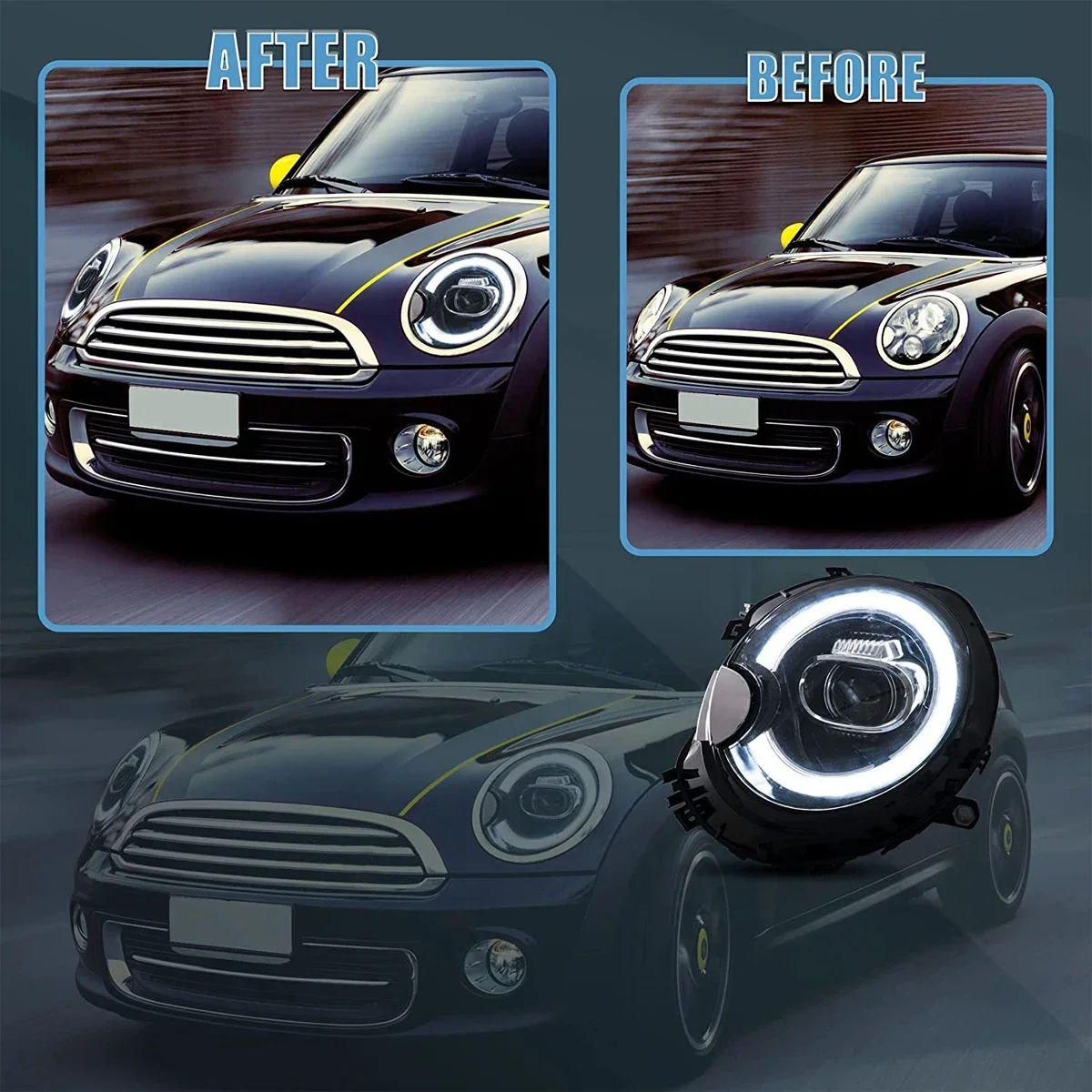 

TYPY Новый светодиодный налобный фонарь, обновленный, модифицированный для BMW MINI Cooper R55 R56, 2007-2013, динамический сигнальный налобный фонарь, автоаксессуары