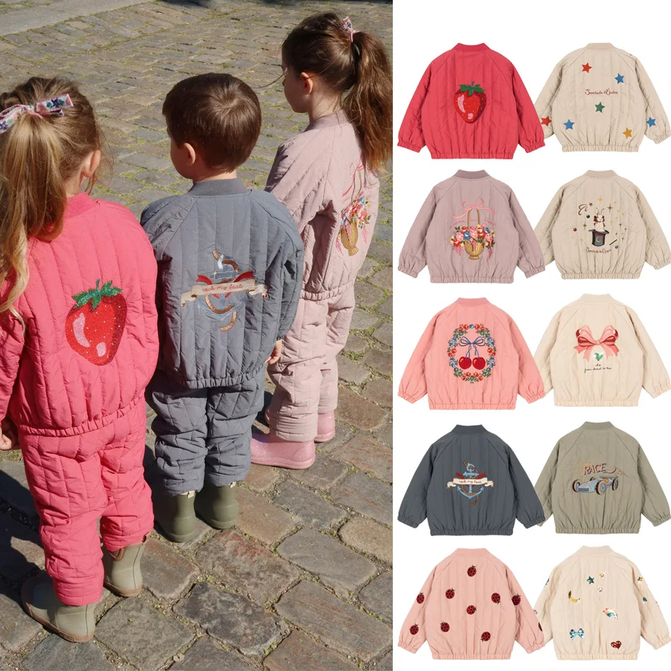 25 Autumn Winter New Cotton Jacket Heavy Duty Embroidered Cotton Jacket with Thick Velvet for Children Cotton Jacket
