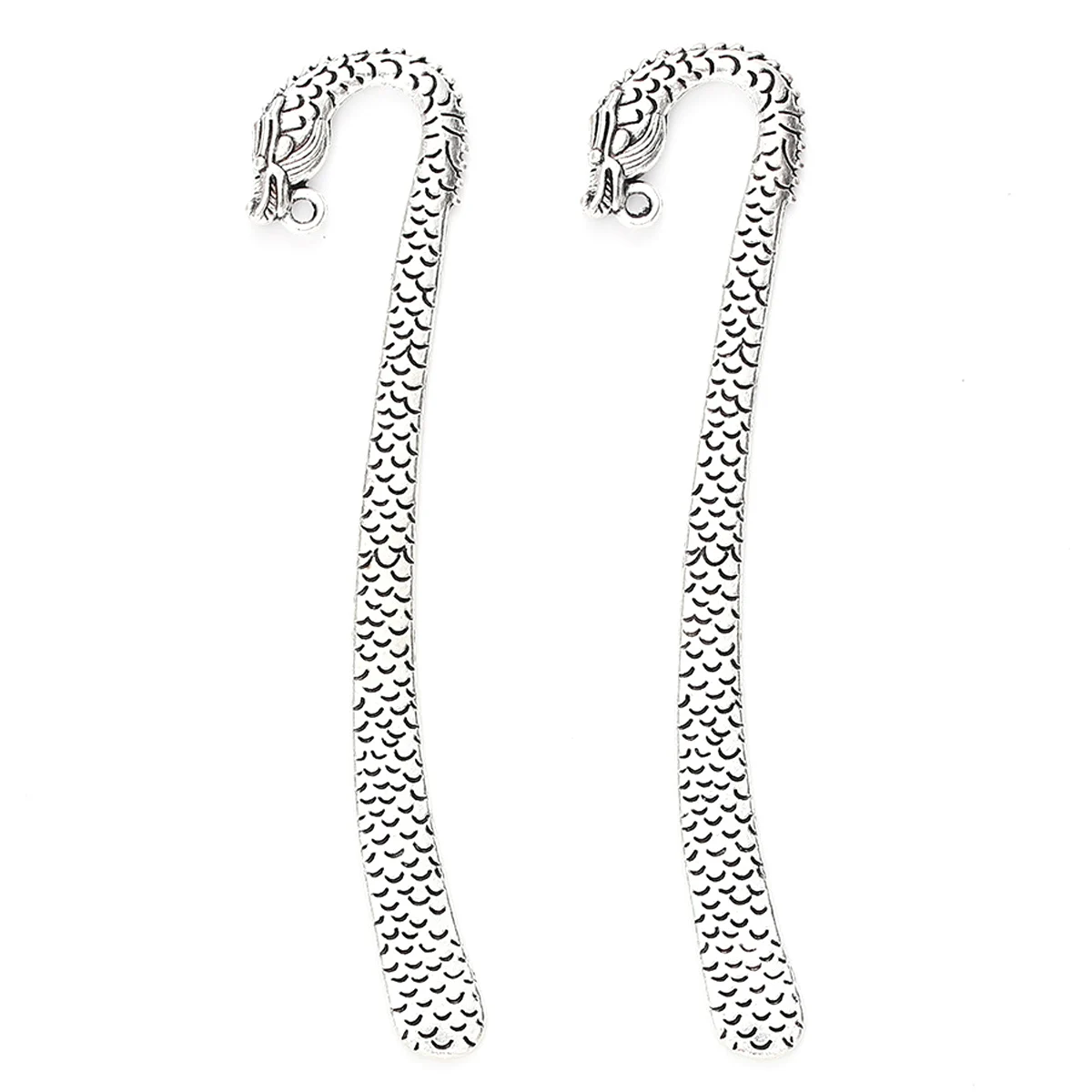 50Pcs Bookmarks Loop Dragon Animal Silver Bronze Tone Metal For Book Reading Jewelry DIY Accessories 121x26mm