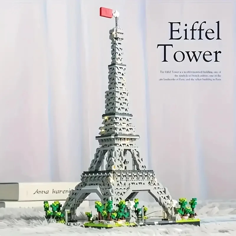 1890 Pieces of World-Famous Building Eiffel Tower Building Block Set, Halloween, Christmas, and Thanksgiving Gifts